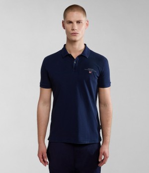 Magliette Polo Uomo Napapijri Elbas Short Sleeve Pique Polo Shirt Blu Scuro | KJ4275630