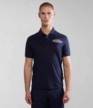 Magliette Polo Uomo Napapijri Smallwood Short Sleeve Polo Shirt Blu Scuro | JH7906315